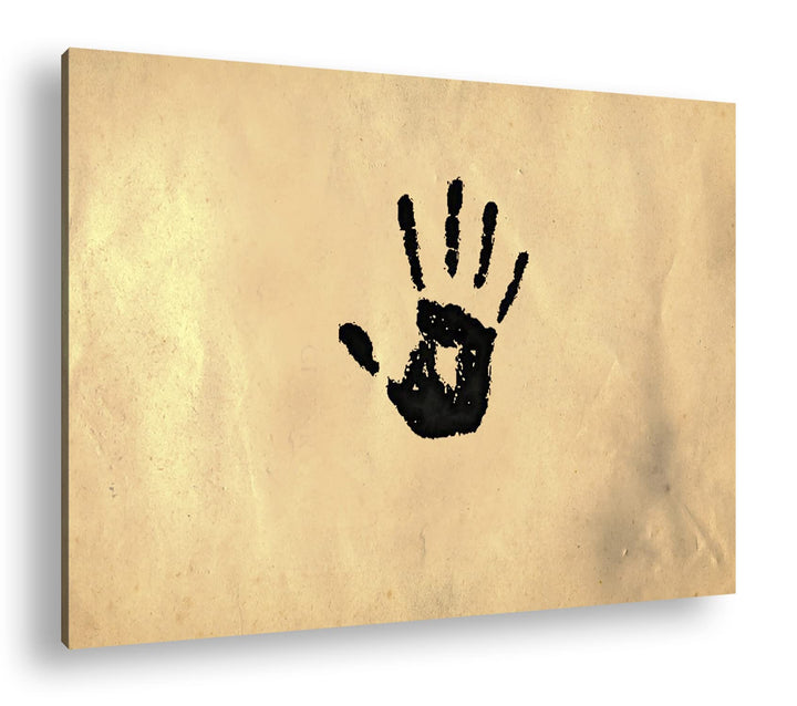 deyoli Schwarzer Handabdruck im Format: 80x60 als Leinwandbild, Motiv fertig gerahmt auf Echtholzrah
