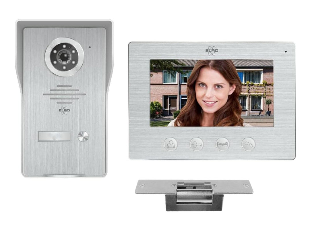 ELRO Video Türsprechanlage mit 7 Zoll Innenmonitor & Türöffner, 4-Draht Aussenstelle mit Kamera