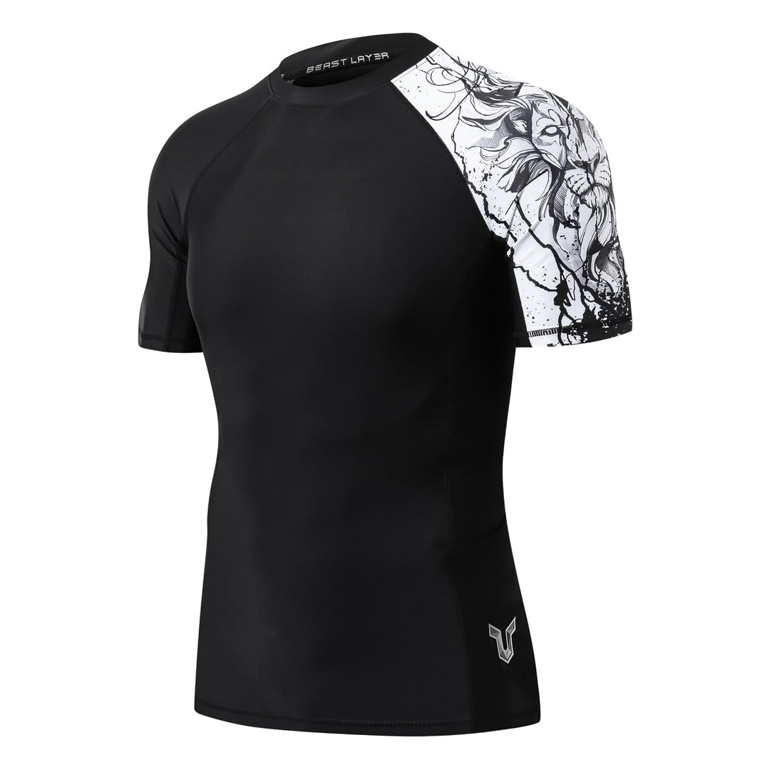 HUGE SPORTS Herren Kurzarm Skins Rash Guard Shirt Sonnenschutz Rashguard Schwimmshirt Schnell Trockn