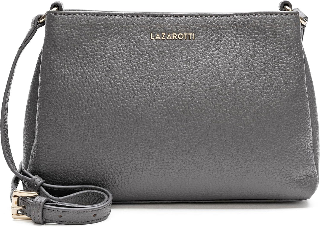 Lazarotti Bologna Leder Umhängetasche Damen | 3 Hauptfächer & längenverstellbarer Schulterriemen | m