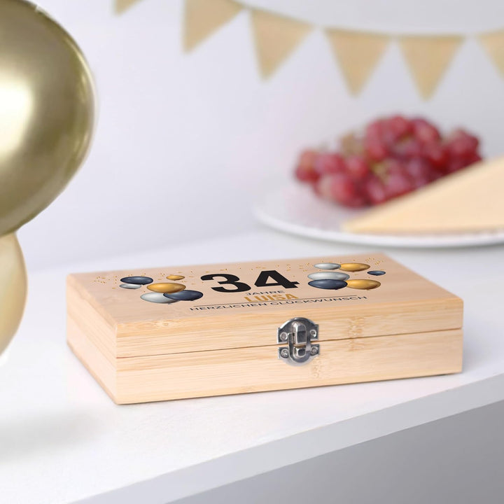 LAUBLUST Weinöffner Set Personalisiert mit Wunschtext - 5er Weinzubehörset als Geschenk zum Geburtst