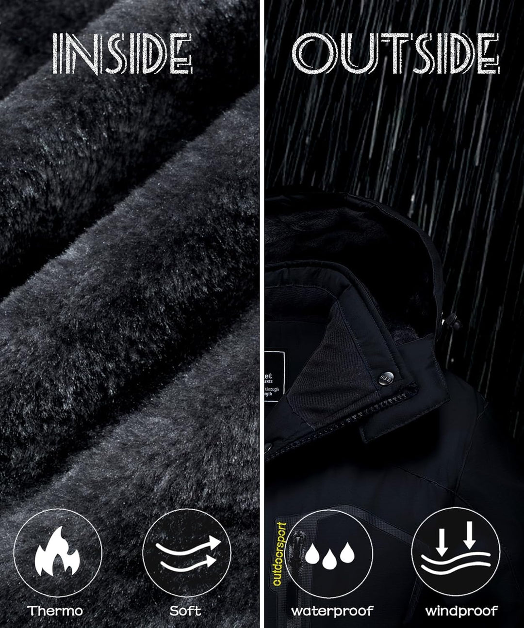 TACVASEN Damen Übergangsjacke Warm Winterjacke Gefüttert Wanderjacke Ski Jacket mit Wasserdichtem Re