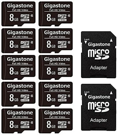 Gigastone 8GB MicroSDHC Speicherkarte 10er-Pack + SD Adapter, für Action-Kamera, GoPro, Drohne und T