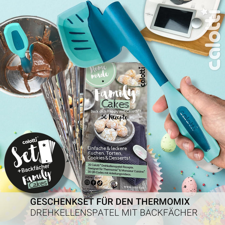 Calotti® Set – Backfächer „Family Cakes“ und Drehkellenspatel Silikon + für den Thermomix im Vorteil