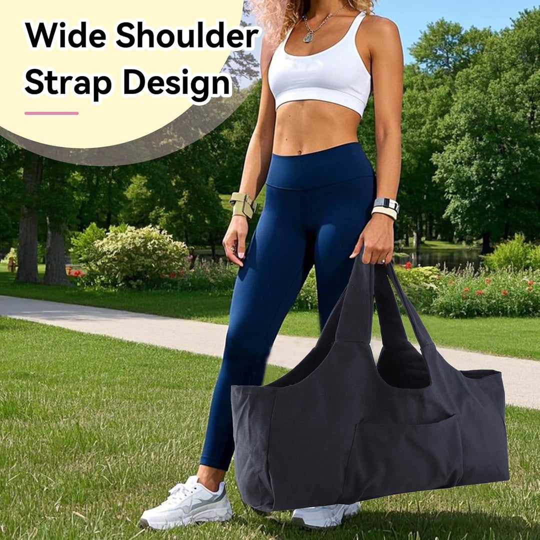 Grosse Yogamattentasche, Yogamatten Tote Gym Duffle Bag mit Seitentaschen für Damen Herren Schwarz,