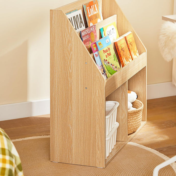 SoBuy Bücherregal Kinder Montessori Regal Kinderzimmer mit 3 Ablagefächern und 2 offenen Fächern Kin
