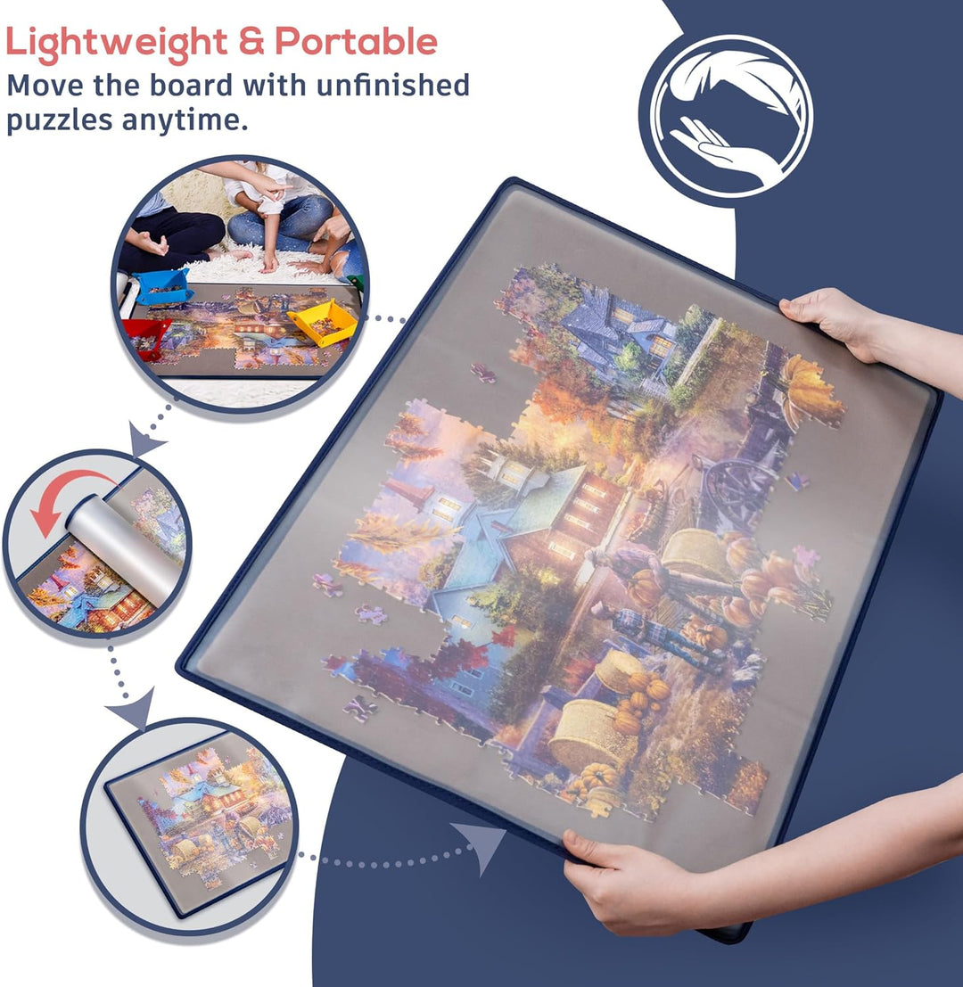 Tektalk Puzzlebrett mit 6 Farbsortiertabletts – tragbare Puzzlematte mit rutschfester Oberfläche, st
