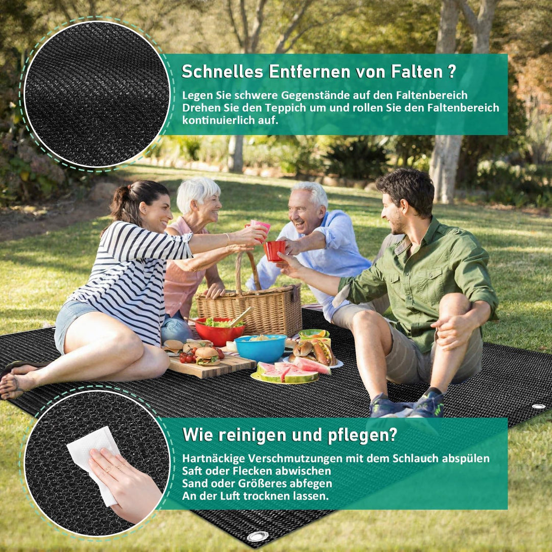 Sonnewelt Vorzeltteppich, Zeltteppich 100% HDPE Campingteppich Outdoor mit ösen Tragetasche, 13 Heri
