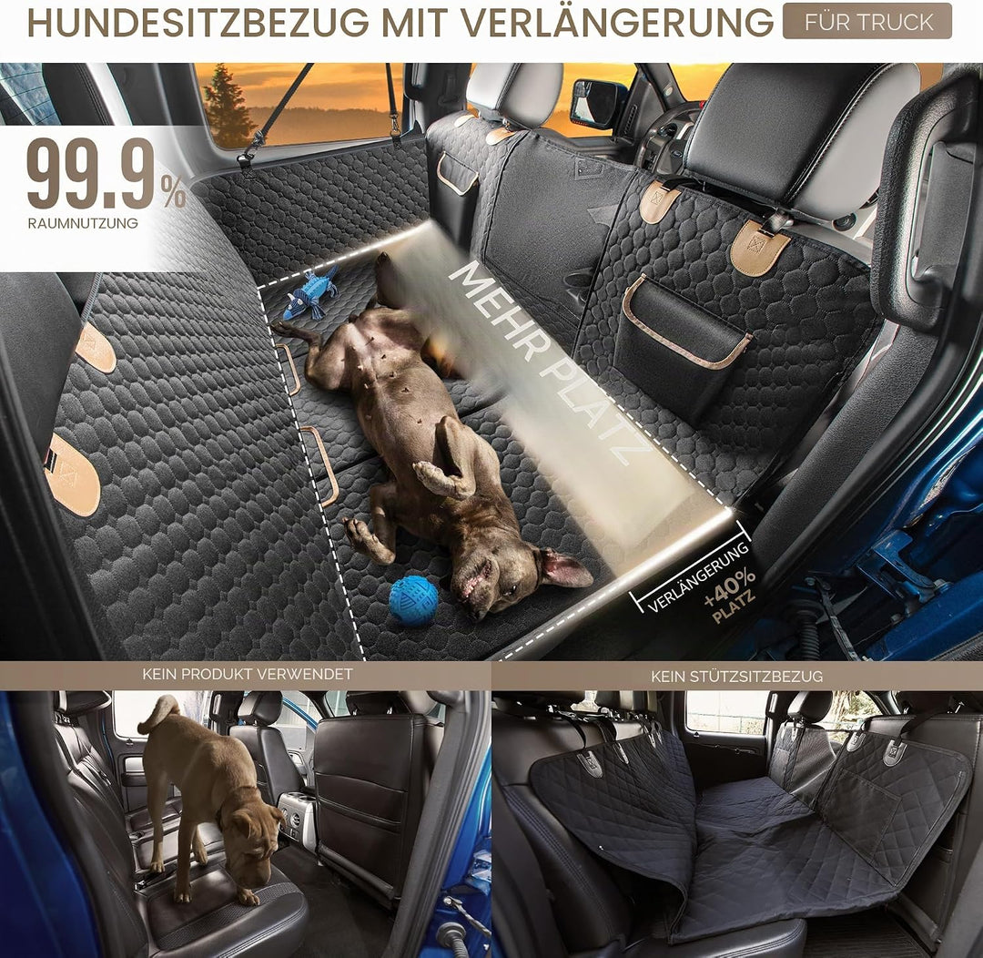 SHARLOVY Grosser Hunde-Autositzbezug für Rücksitz mit Extender Harter Boden für LKWs, Hochleistungs-