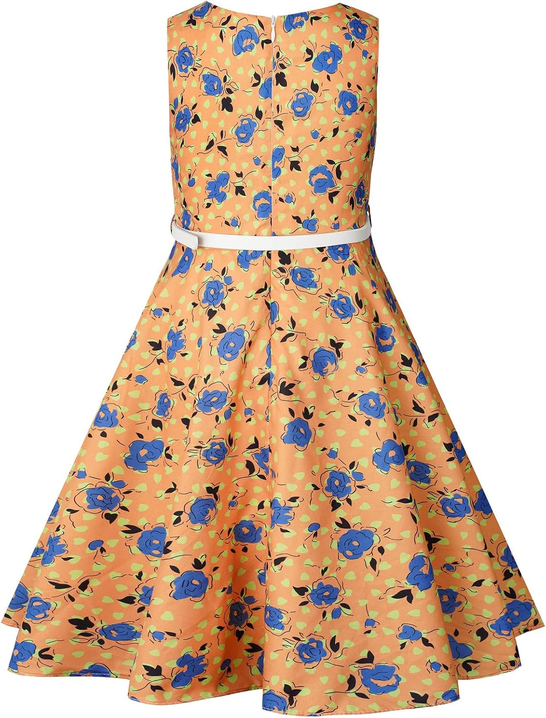 BONNY BILLY Mädchen Kleider Vintage Blumen Festlich Hochzeit Elegant Kinder Kleid mit Gürtel 5-6 Jah