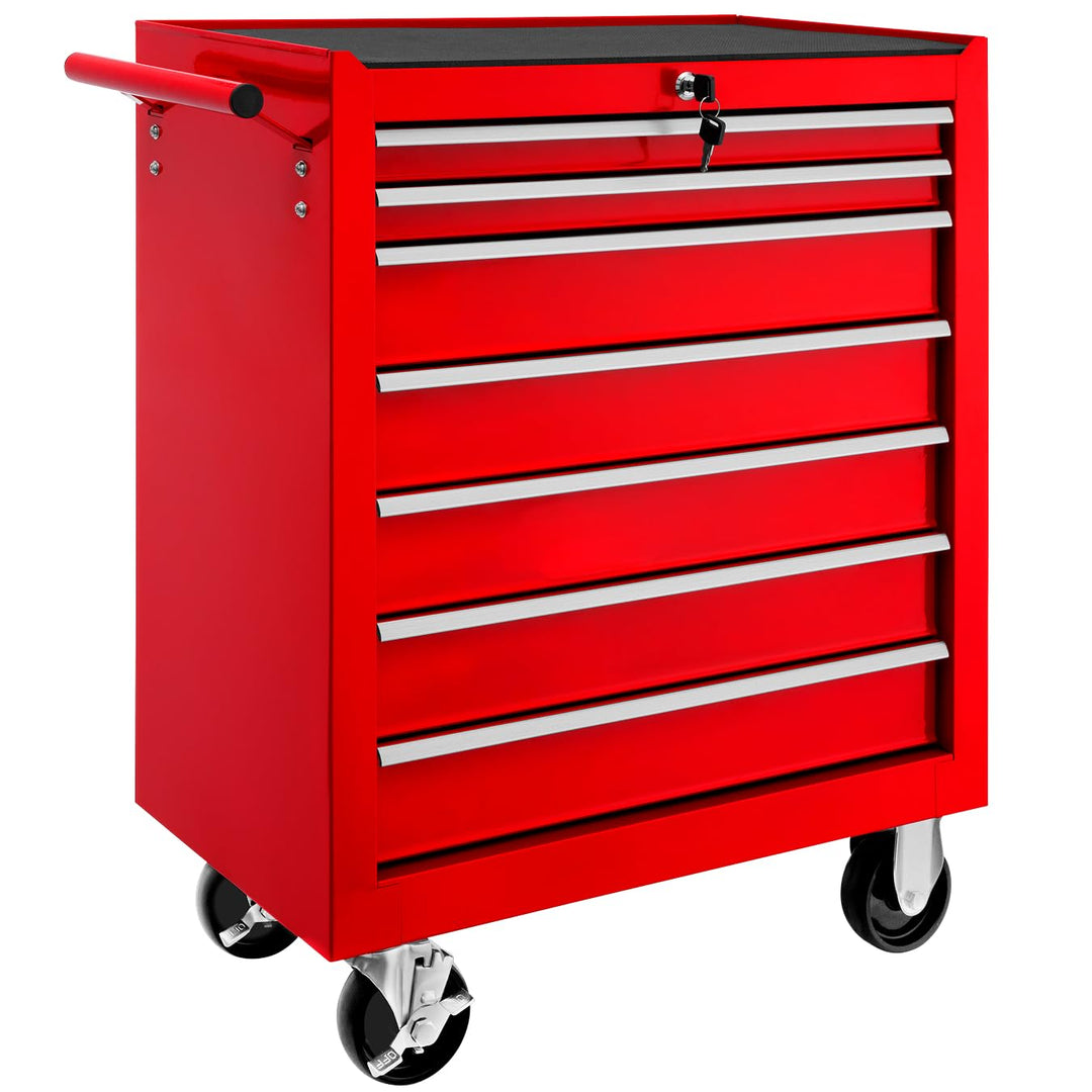 tectake Werkzeugwagen, Werkstattwagen, rollende Werkstatt, Werkzeugwagen leer, Werkzeugbox, 7 Schubf