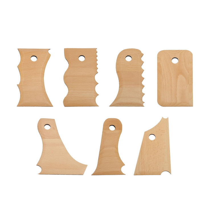 7 Stück Töpferei Trimming Tools Set Buche Holz Keramik Profil Rippe Bundle Fuss Formgeber Mehrere Fo