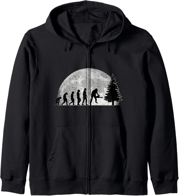 Holzfäller Evolution Mond Förster Motorsäge Forstwirt Kapuzenjacke