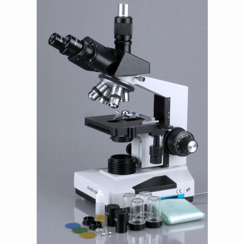 AmScope T490B-5M Trinokulares Biologisches Verbundmikroskop mit 5MP USB-Digitalkamera, 40X-2000X, 12