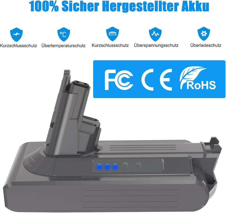 V10 Akku KUNLUN V10 Ersatzakku für V10 Akku Kompatibel mit SV12 V10 Animal V10 Absolute V10 Motorhea