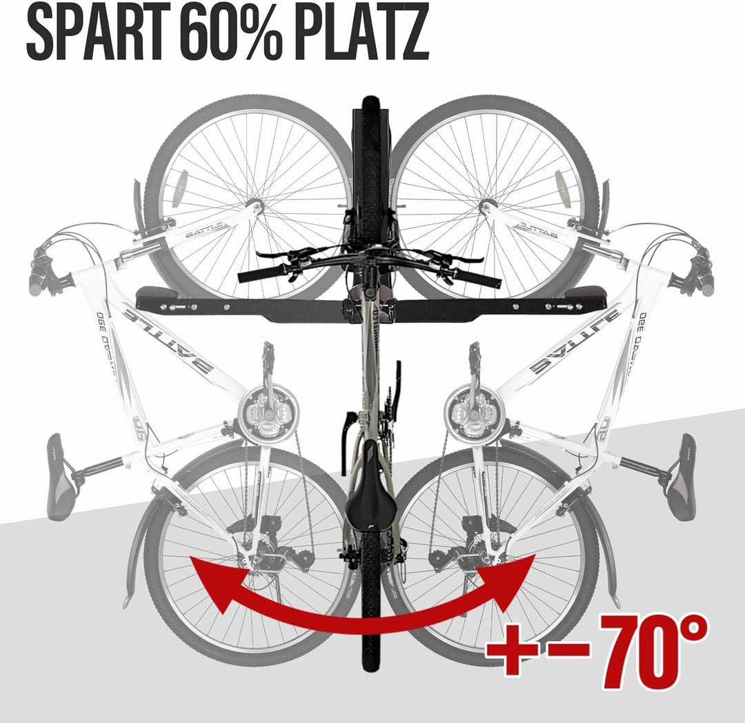 Fahrrad Wandhalterung schwenkbar| Bis 40 kg | Vertikaler Fahrradhalter für Garage & Keller | Klappba