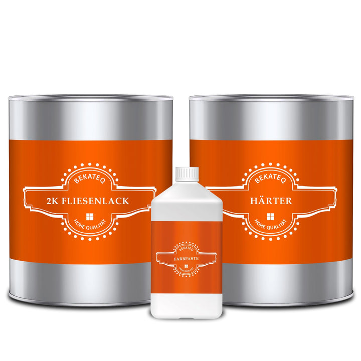 BEKATEQ 2K Fliesenfarbe für Boden- und Wandfliesen, 1kg Perlweiss seidenglänzend, aussen & innen - g