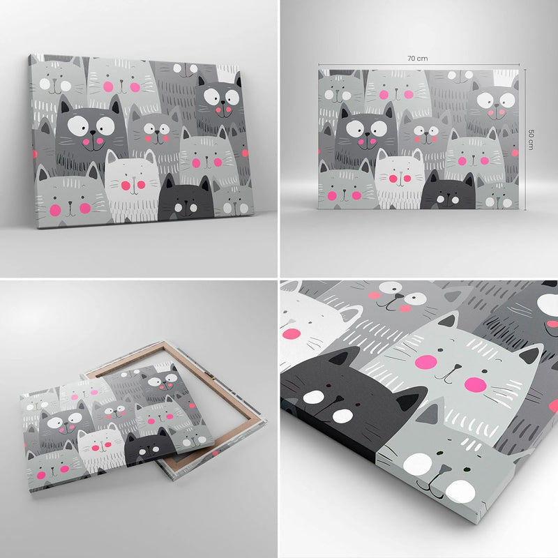 Bilder auf Leinwand Kittys Tiere Illustration Leinwandbild 70x50cm Wandbilder Dekoration Wohnzimmer