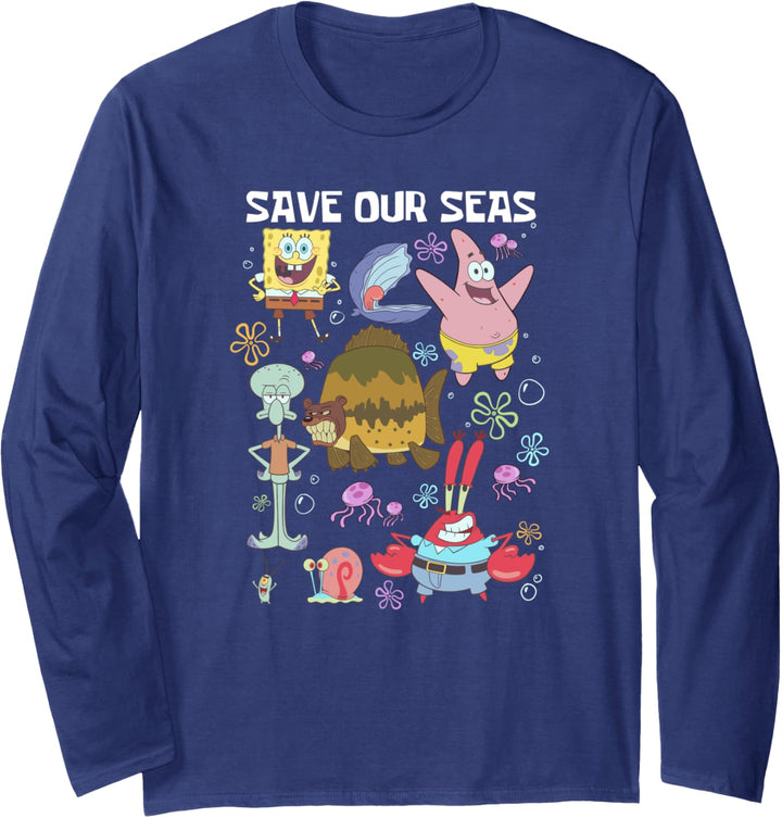 SpongeBob SquarePants Save Our Seas Earth Day Group Poster Langarmshirt