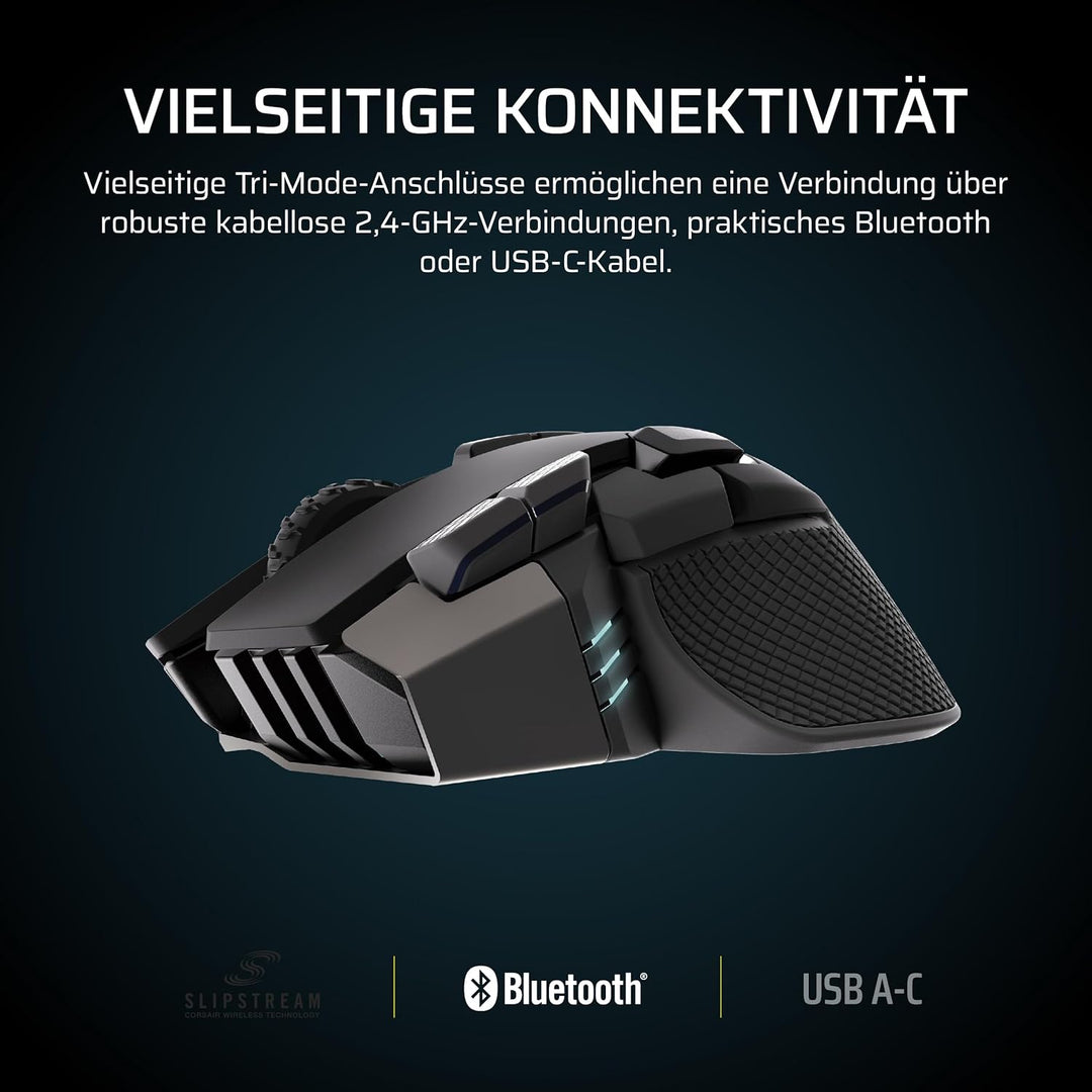 Corsair IRONCLAW Wireless SE Gaming-Maus – 26,000 DPI, Ergonomisches Design für Grössere Hände, 10 P