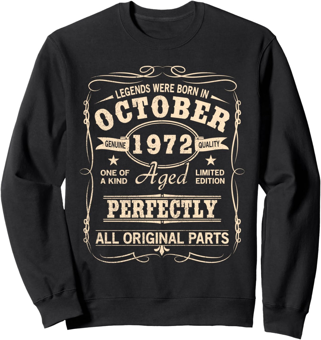 Vintage Oktober 1972 Geburtstag Sweatshirt