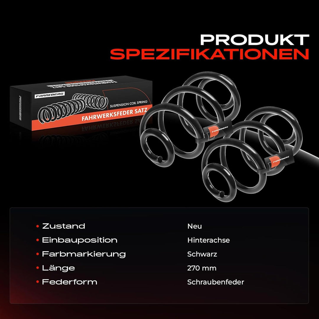 Frankberg 2x Federn Fahrwerksfeder Hinterachse Kompatibel mit Clio III 2005-2014 Clio III Grandtour