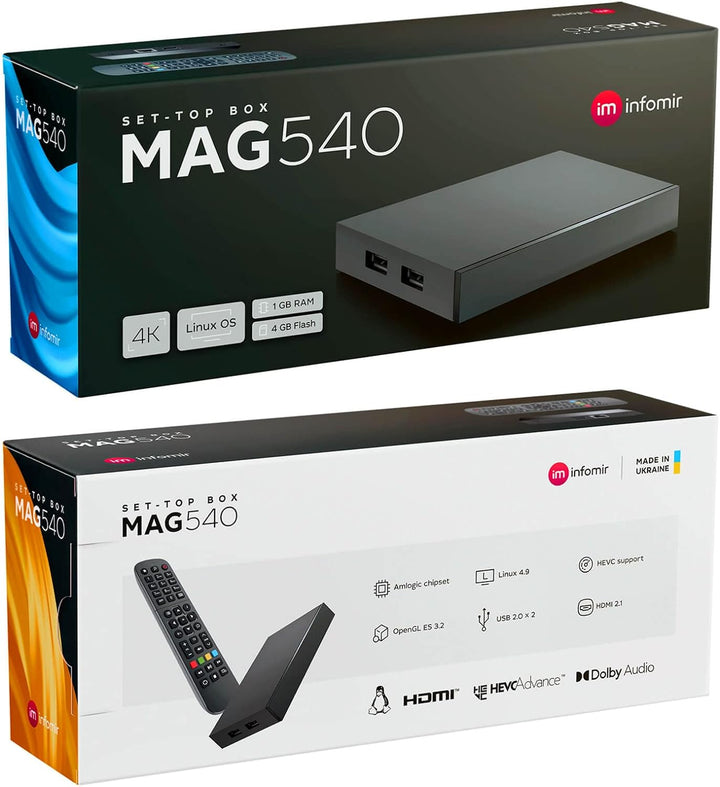MAG 540 Original Infomir & hb-digital Set Top Box 4K Media Player Receiver Internet TV UHD 60FPS 216