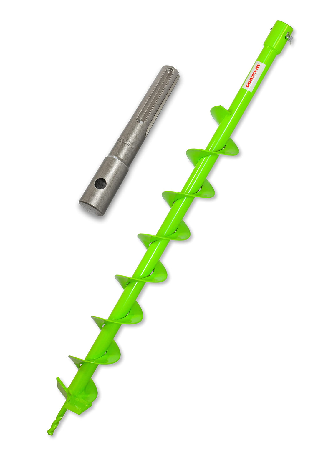 WERHE® Profi Bohrer VollStahl, Erdbohrer für bohrmaschine 80 mm extrem robust mit SDS Max Adapter -