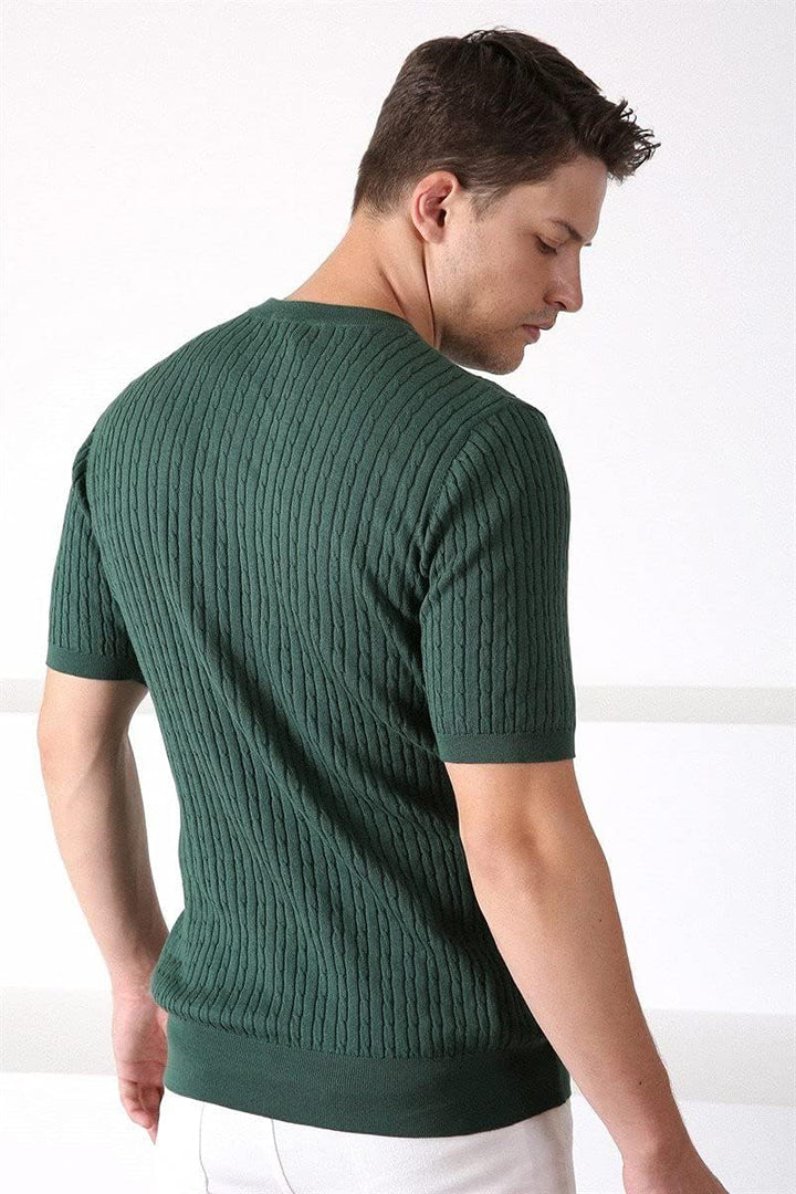 Jack Martin - Strick-T-Shirt mit Webmuster - Herren-Strickhemden S Grün, S Grün