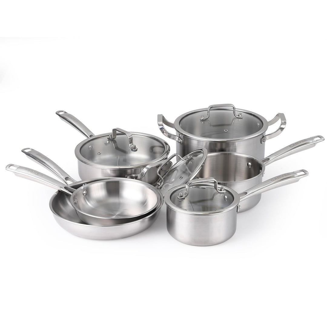 Garvee Tri-Ply Edelstahl Topfset 10-teilig, Induktions Kochgeschirr Set mit Gleichmässiger Wärmevert