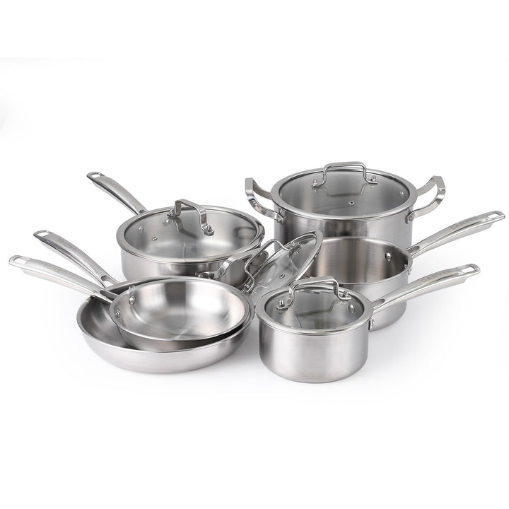 Garvee Tri-Ply Edelstahl Topfset 10-teilig, Induktions Kochgeschirr Set mit Gleichmässiger Wärmevert