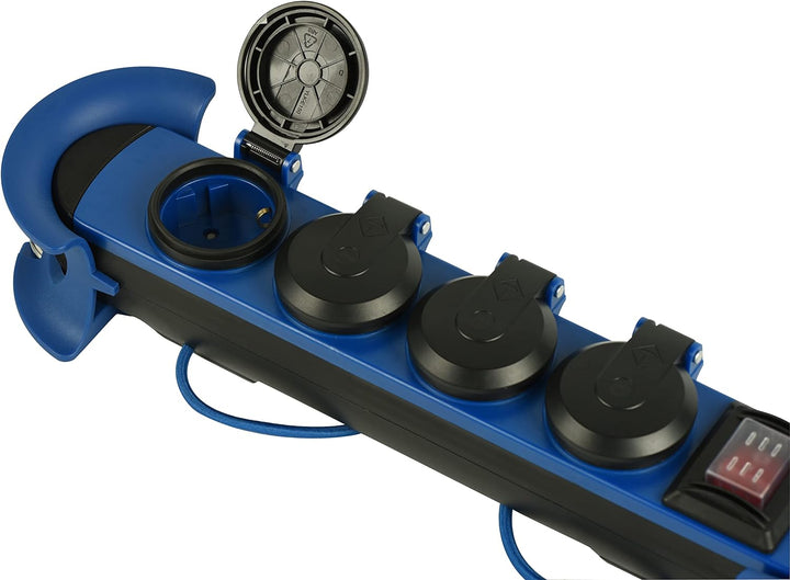 Electraline 62576 Professionelle Steckdosenleiste für den Aussenbereich, CEE-Stecker, 4 Schukosteckd