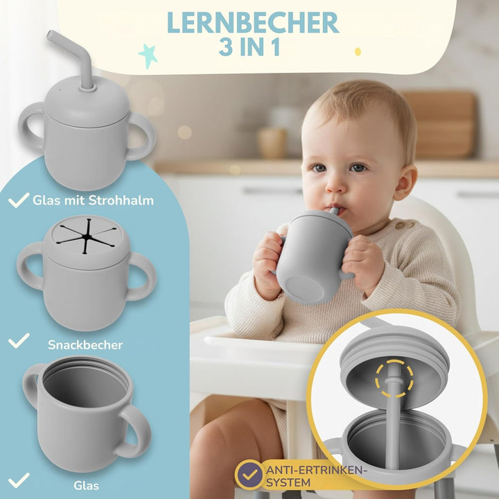 Baby Geschirrset | 12 Stücke | Baby Teller Set | Baby Geschirrset mit Saugnapf | Baby Geschirr | BPA