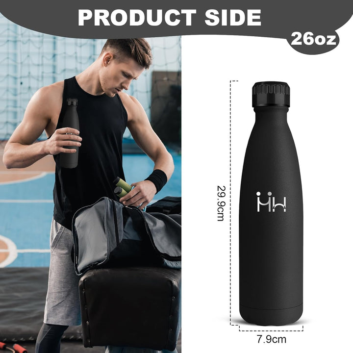 Edelstahl Trinkflasche 750ml, Thermosflasche, BPA-Frei, Trinkflasche Auslaufsicher, 24h Kalt & 12h W