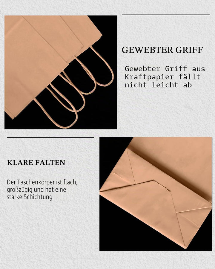 Gcardist 600 Stück Braun Geschenk Taschen mit Griffen Bulk8.3"x 6"x 3.15" Zoll kleine Grösse Kraftpa