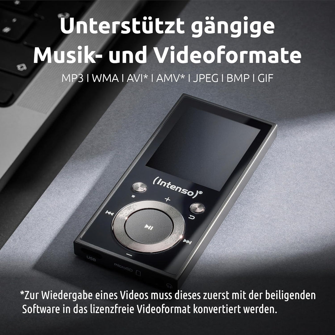 Intenso Video Scooter BT MP3 Player mit Bluetooth 5.0, 1,8 Zoll Farbdisplay, 64 GB microSD, USB-C, b