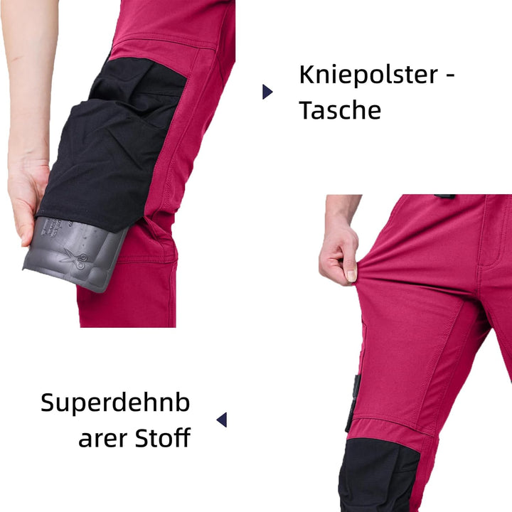 WORK IDEA Damen Slim-Fit Stretch Arbeitshose: Kritische Stoffbereiche aus Cordura – strapazierfähige