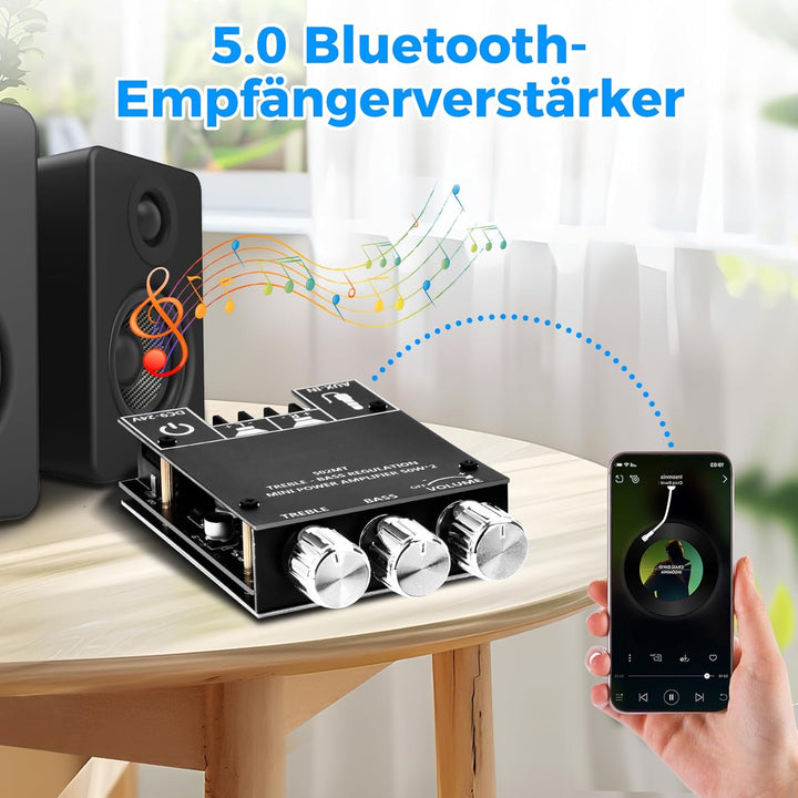 KKMOL 502MT 2x50W Bluetooth 5.0 Stereo Verstärker Board 2.0-Kanal Stereo Audio Empfänger Leistungsve
