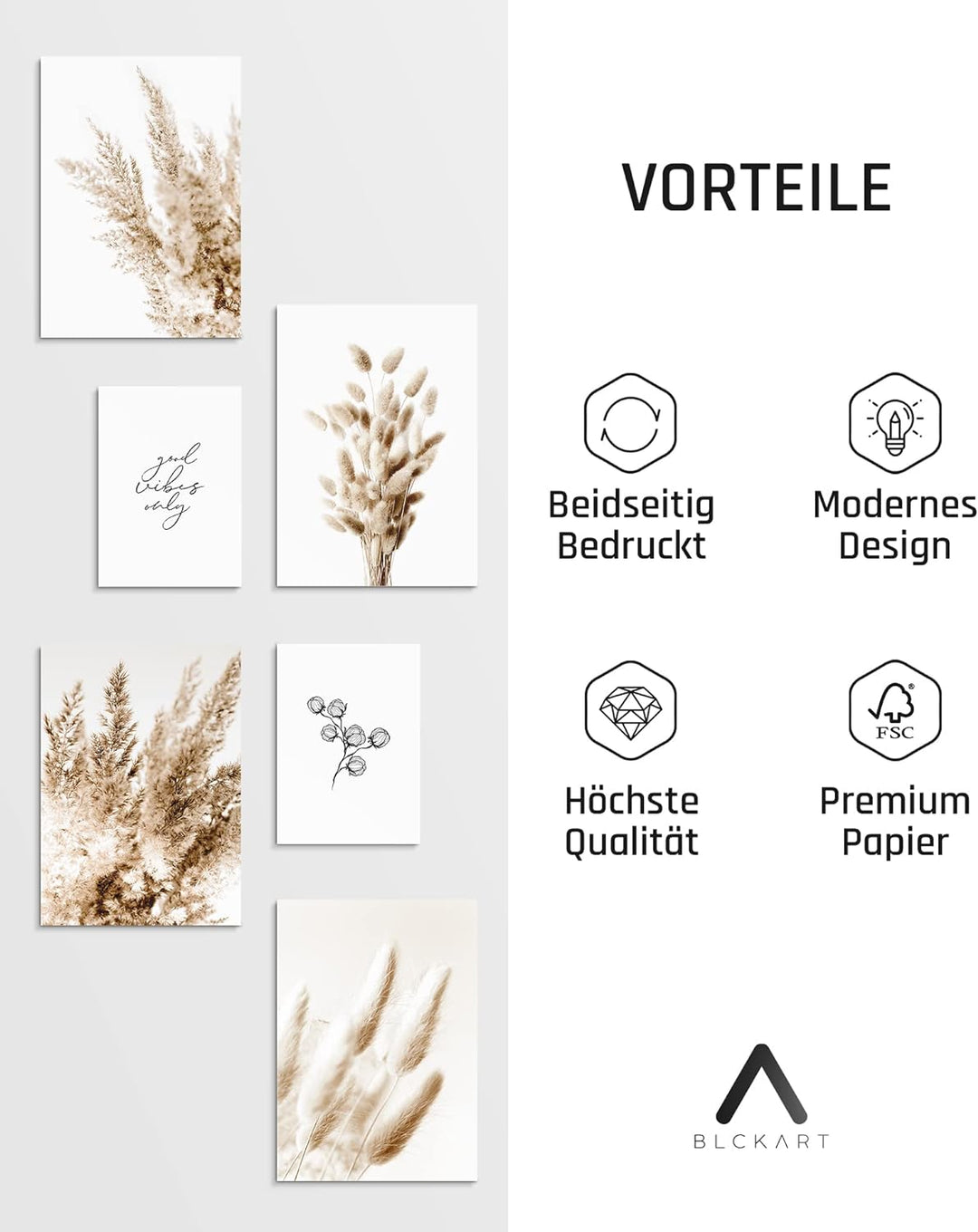 BLCKART Infinity Poster-Set Beige Love - beidseitig bedruckte Wandbilder - Premium Poster - Bilder z