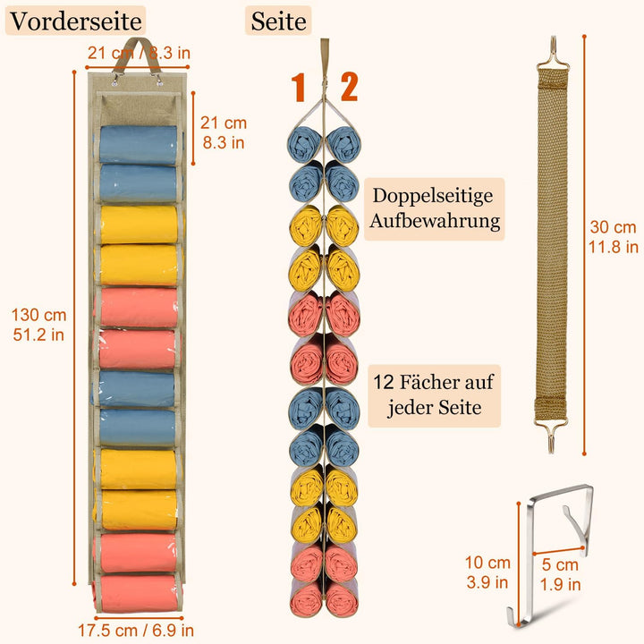 Lirex Leggings Aufbewahrung Hängend, Hängender Yoga Leggings Aufbewahrungs Organizer mit 24 Taschen