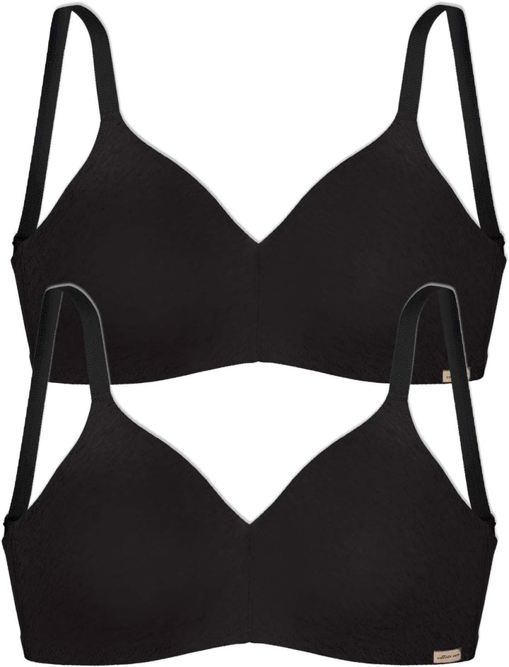Comazo Earth 2er Sparpack Damen BH gemoldet, Gr. 70-90 A-C 70A Schwarz, 75A