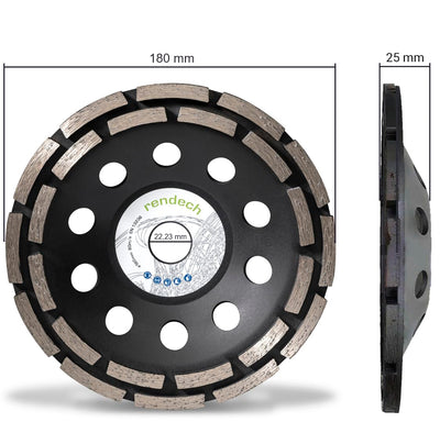 2x Profi Diamant Schleiftopf 180 mm für Beton, Stein, Fliesenkleber uvm. - Beton Schleifscheibe 180m