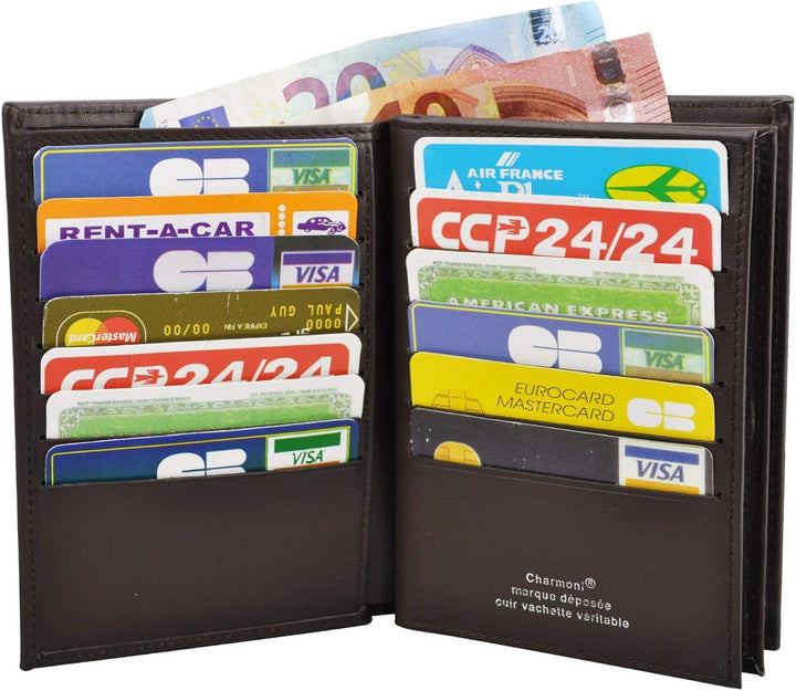 Charmoni - Max – Grosse Geldbörse – Herrengeldbörse – Anti-Hacking-Schutz RFID-Blockierung – 4 Klapp