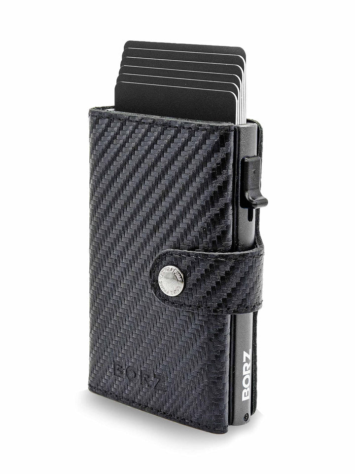 BORZ Prime ® Slim Wallet mit Münzfach AirTag kompatibel I Kartenetui mit RFID Schutz I Mini Geldbörs