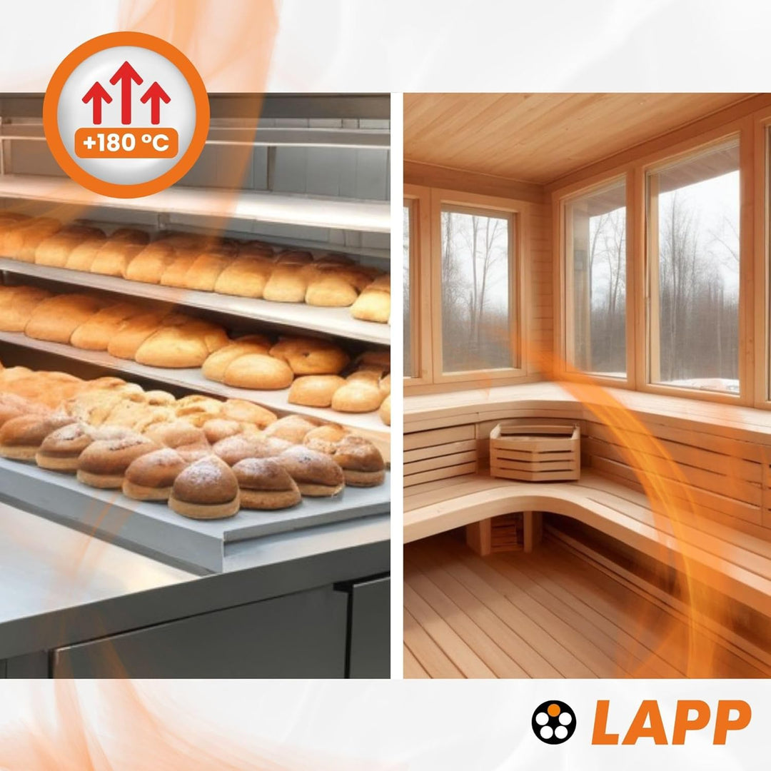 10 Meter Lapp 00460223 Ölflex Heat 180 Silikonleitung 5G2,5 mm² I Saunakabel 5x2,5 mm² I Saunaofen K