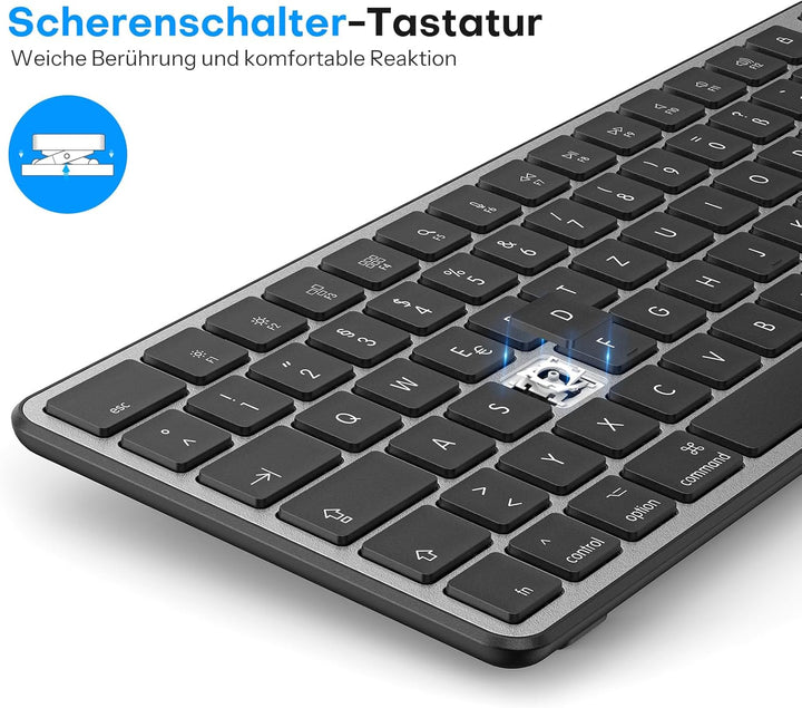 OMOTON Tastatur Maus Set Kabellose für MacBook Air/MacBook Pro/iMac/iMac Pro/Mac mini, Bluetooth Fun