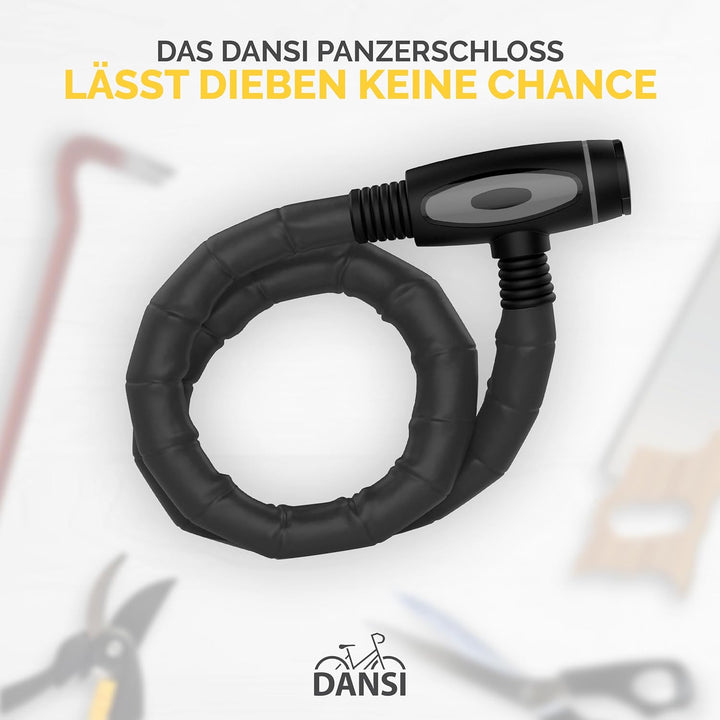 DANSI Panzerschloss Fahrrad I sicherer Diebstahlschutz mit 2 Schlüsseln I Fahrrad schloss, bike lock