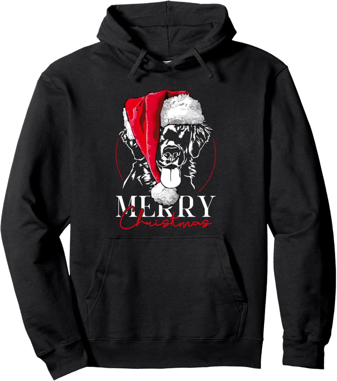Flat Coated Retriever Merry Christmas Weihnachten Hund Hunde Pullover Hoodie