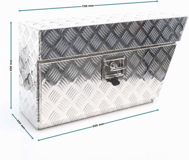 XPOtool Aluminium Unterflurbox Rechts 75x25x40cm Deichselbox bis 60 Liter Staubox mit 2 Schlüsseln