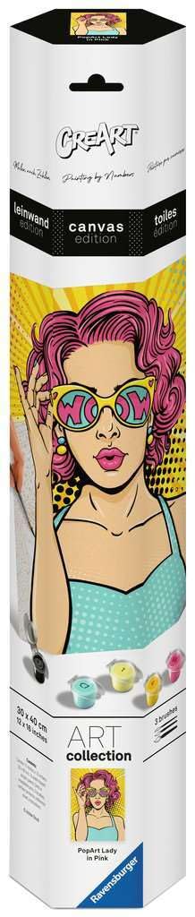 Ravensburger CreArt 25857 - Lady in Pink (Popart) - Malen nach Zahlen Erwachsene, DIY Malset mit Pin